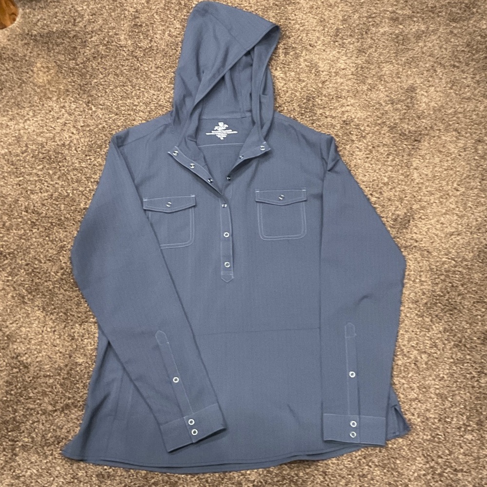 Womens KUHL Blue Hooded Button-Up Shirt